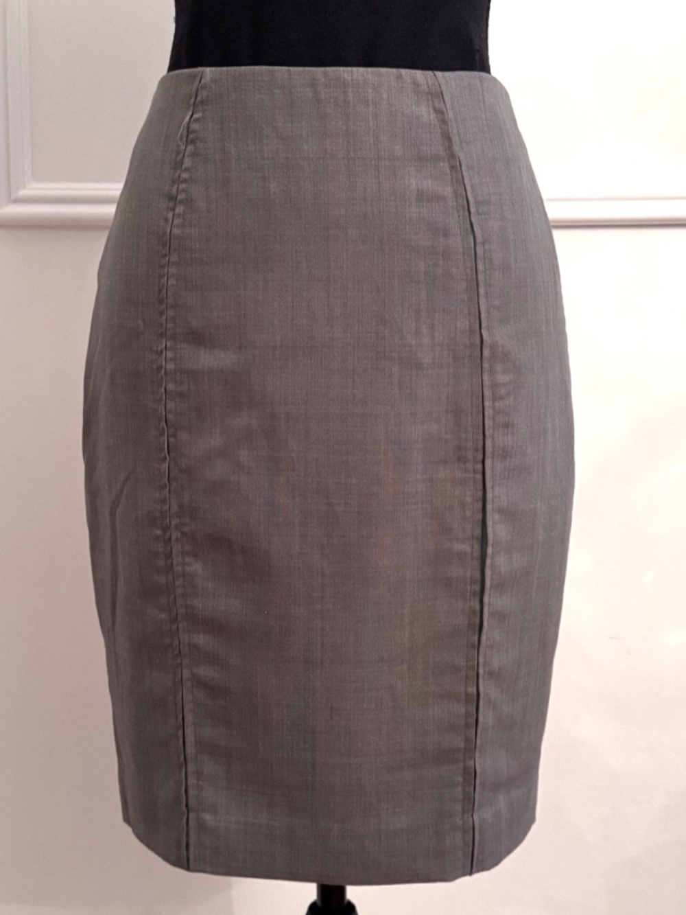 Yigal Azrouël Gray Pencil Skirt Aqua Peek-a-Boo Lining XS/2 Designer